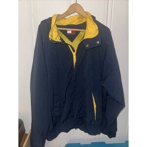 Vintage 1990s Tommy Hilfiger Navy Blue Yellow Windbreaker Jacket Men Size XL